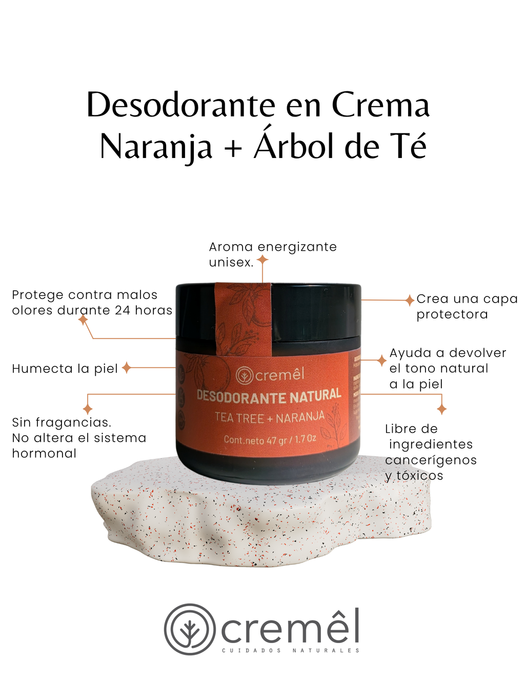 Desodorante en Crema Naranja + Árbol de Té