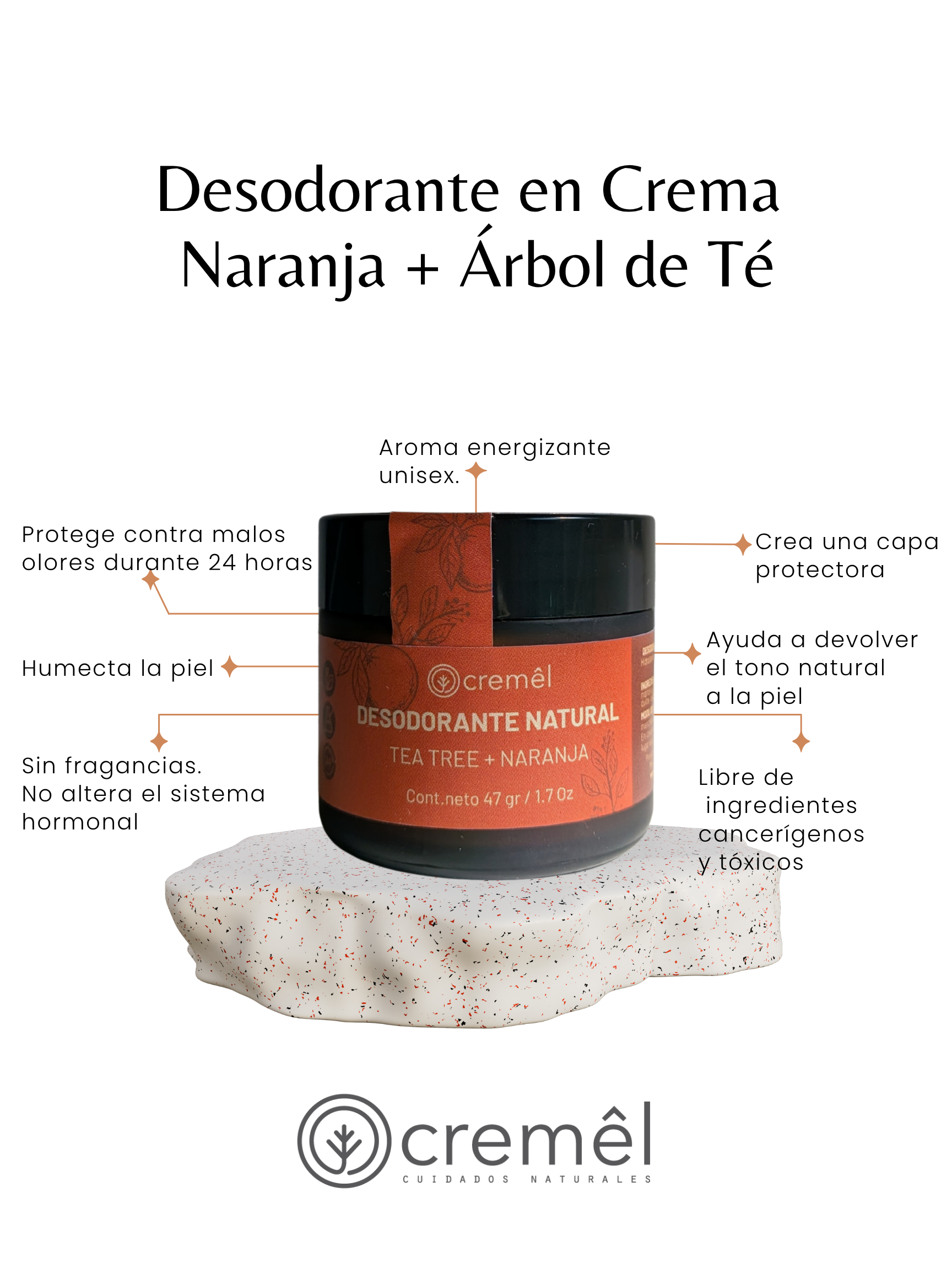 Desodorante en Crema Naranja + Árbol de Té